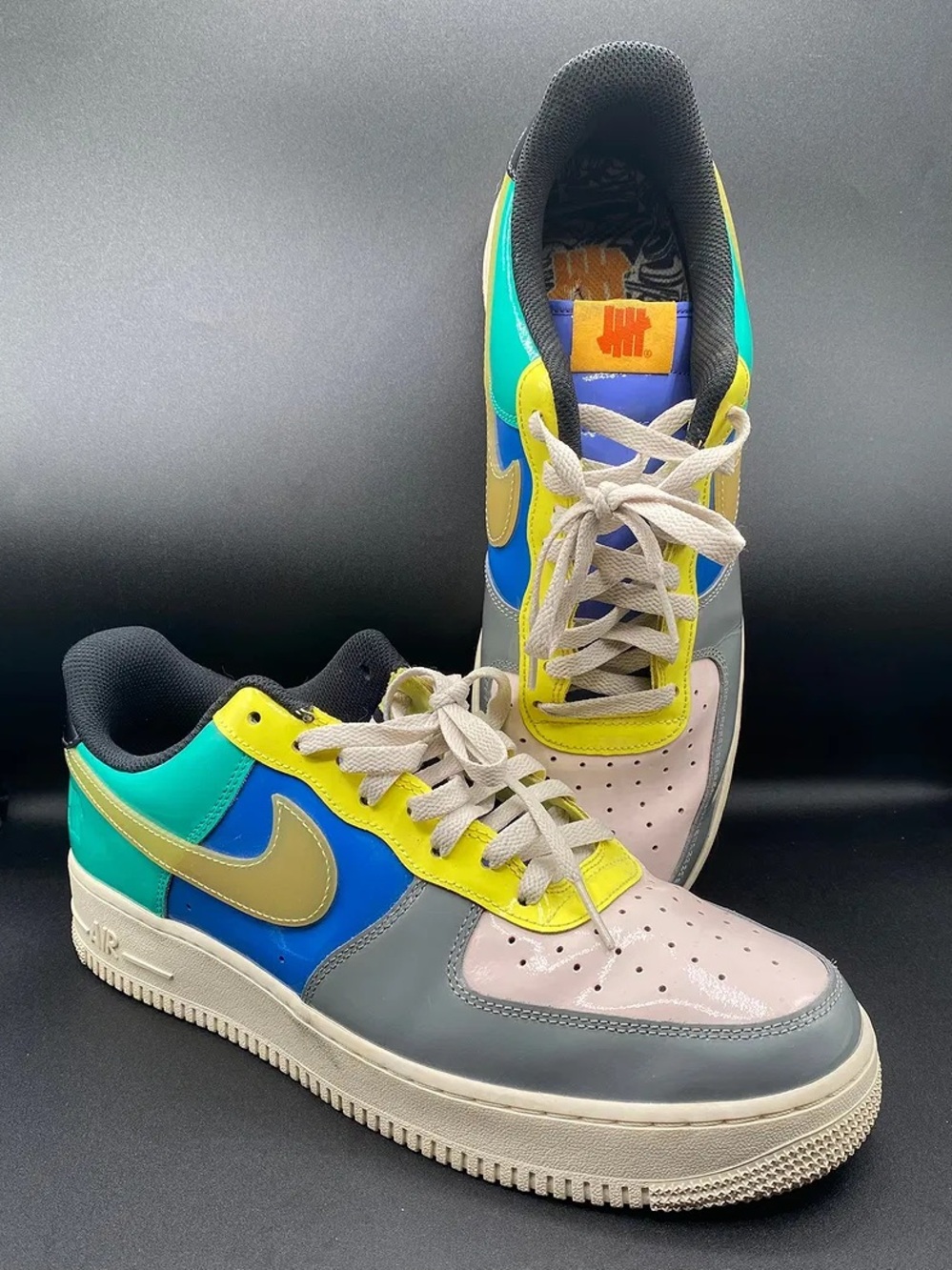 Men's Multicolor Low-Top Sneakers - Teal, Blue & Yellow